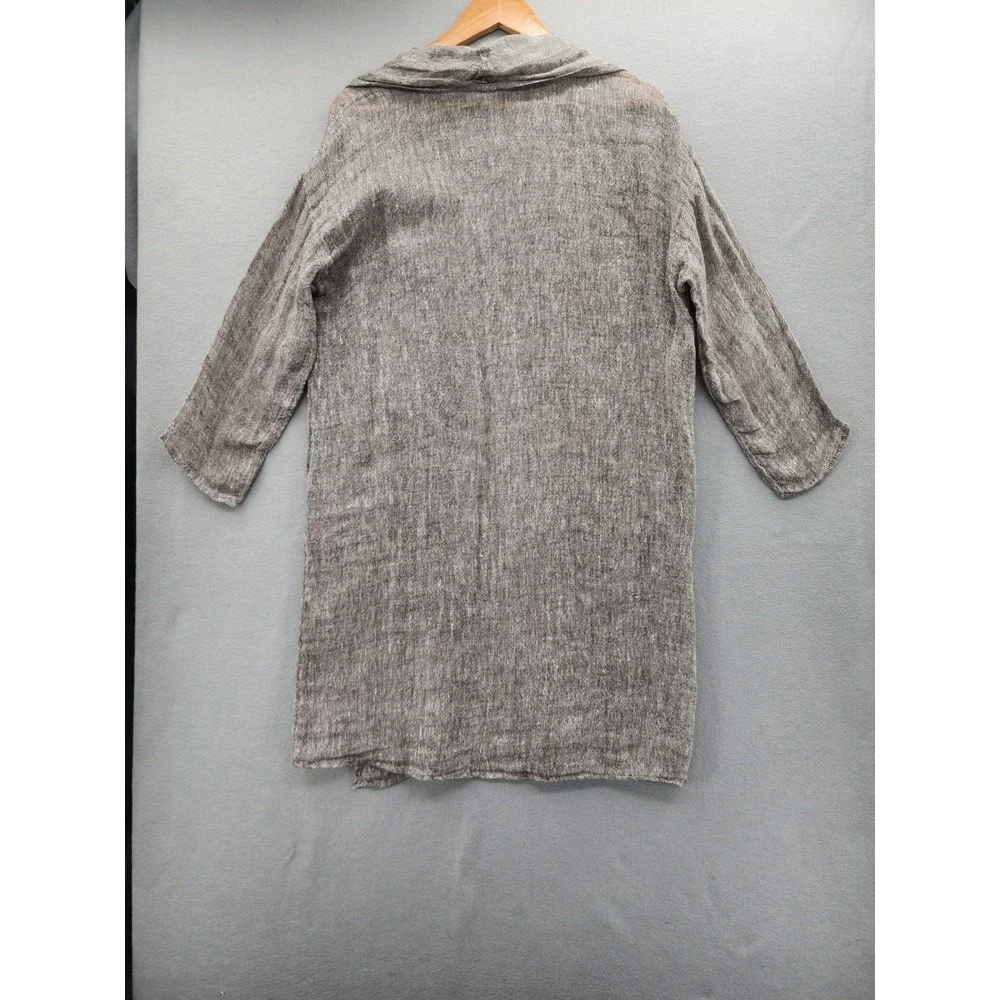 Pure Jill J. Jill 100% Linen Cardigan XS‎ Brown Marl Open Front Longline Sweater